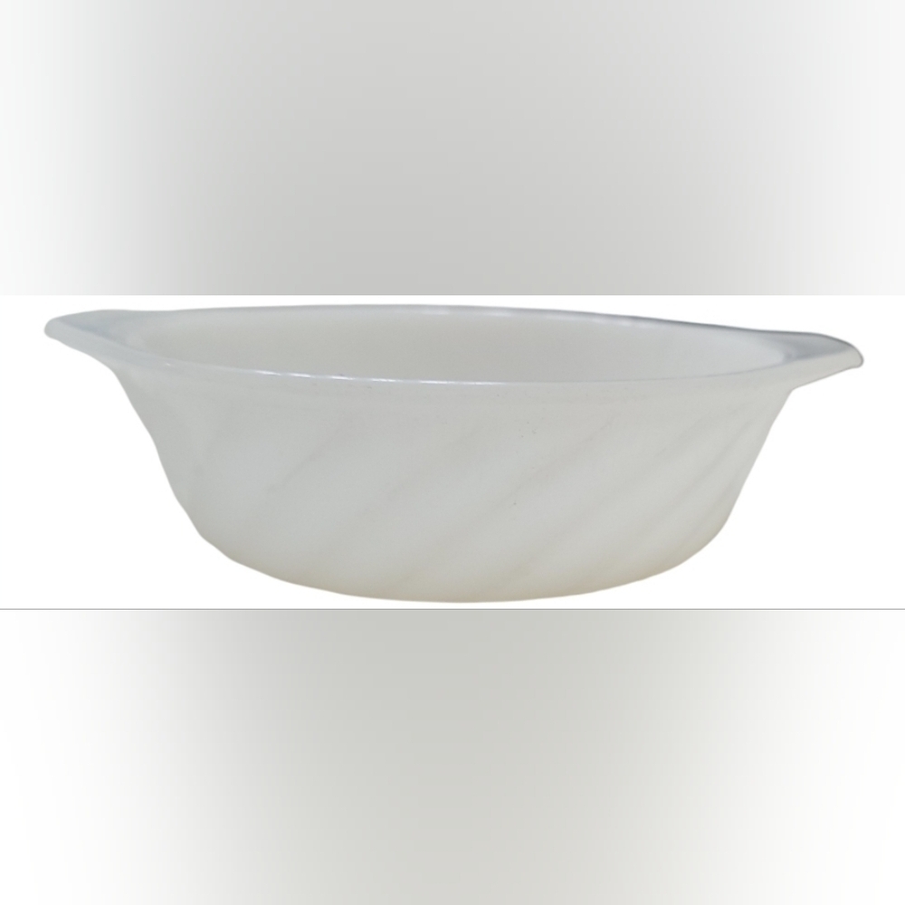 Fire King Vintage Swirl Milk Glass Bowl 6.25"